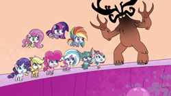 Size: 1920x1080 | Tagged: safe, derpibooru import, screencap, applejack, echo (pony life), fluttershy, lightning chill, pinkie pie, rainbow dash, rarity, sugar snap, twilight sparkle, alicorn, earth pony, pegasus, pony, unicorn, magical mare-story tour, my little pony: pony life, spoiler:pony life s02e13, bighoof, mane six, wild siders