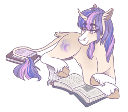 Size: 2400x2100 | Tagged: safe, artist:kikirdcz, derpibooru import, oc, oc:araxie, pony, unicorn, book, female, lying down, mare, prone, simple background, solo, transparent background