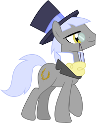 Size: 3000x3868 | Tagged: safe, artist:cloudyglow, caesar, earth pony, pony, the best night ever, .ai available, count caesar, cutie mark, hat, high res, male, monocle, simple background, smiling, solo, top hat, transparent background, vector