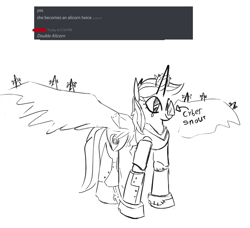 Size: 893x813 | Tagged: safe, oc, oc:blackjack, alicorn, cyborg, fallout equestria: project horizons, prosthetic limb, prosthetics