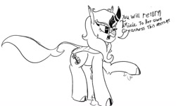 Size: 1354x817 | Tagged: safe, artist:dinexistente, trixie, kirin, cloven hooves, dialogue, female, horn, kirin-ified, open mouth, raised hoof, raised leg, simple background, solo, white background