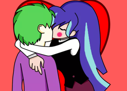 Size: 652x470 | Tagged: safe, edit, spike, starlight glimmer, human, equestria girls, blushing, clothes, eyes closed, female, heart, humanized, kissing, male, shipping, sparlight, straight