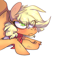 Size: 1920x1480 | Tagged: safe, artist:wacky-skiff, derpibooru import, applejack, 2020, applejack is not amused, bandana, i've seen some shit, neckerchief, simple background, transparent background, unamused