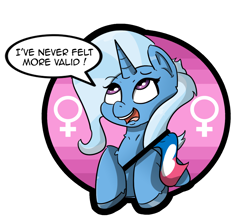 Size: 1222x1074 | Tagged: safe, artist:n-o-n, derpibooru import, trixie, pony, unicorn, cis girl, cisflag, happy, headcanon, heterosexual, lgbt headcanon, pride flag, proud, simple background, smiling, smug, solo, straight flag