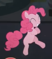 Size: 179x201 | Tagged: safe, derpibooru import, screencap, pinkie pie, earth pony, pony, dancing, game, harmony quest, smiling