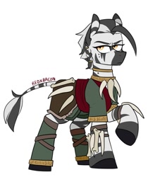 Size: 807x962 | Tagged: safe, artist:redxbacon, derpibooru import, oc, oc:shauri, zebra, female, tribal