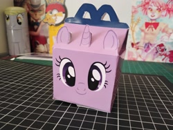 Size: 2080x1560 | Tagged: safe, artist:partylikeanartist, derpibooru import, derpy hooves, twilight sparkle, pony, unicorn, craft, happy meal, irl, mcdonald's, papercraft, photo