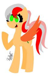 Size: 446x707 | Tagged: safe, artist:richartspark, derpibooru import, oc, oc only, oc:rosella sunrise, pegasus, female, green eyes, simple background