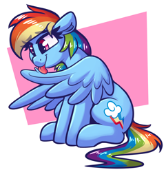 Size: 1494x1551 | Tagged: safe, artist:graphene, derpibooru import, rainbow dash, cute, dashabetes, eyelashes, female, grooming, happy, licking, mare, mlem, preening, silly, sitting, solo, tongue, tongue out