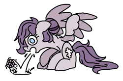 Size: 1365x899 | Tagged: safe, artist:skookz, derpibooru import, oc, oc only, oc:vylet, pegasus, pony, coughing, female, hairball, mare, simple background, sitting, solo, spread wings, transparent background, wings