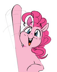 Size: 510x643 | Tagged: safe, artist:hattsy, pinkie pie, earth pony, pony, cute, diapinkes, female, looking at you, mare, simple background, solo, waving, white background