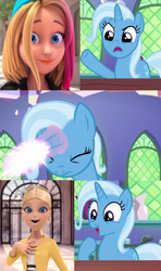 Size: 640x1080 | Tagged: safe, artist:3d4d, derpibooru import, edit, edited screencap, screencap, trixie, human, pony, unicorn, all bottled up, chloe bourgeois, exploitable meme, meme, miraculous ladybug, trixie fixing meme, zoe (miraculous ladybug)