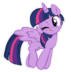 Size: 1280x1301 | Tagged: safe, artist:skylordlysander, derpibooru import, twilight sparkle, twilight sparkle (alicorn), alicorn, pony, cute, female, mare, one eye closed, simple background, solo, tongue, tongue out, transparent background, twiabetes, white outline, wink
