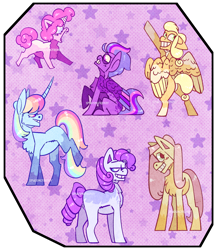 Size: 3173x3625 | Tagged: safe, artist:spudsmcfrenzy, derpibooru import, applejack, fluttershy, pinkie pie, rainbow dash, rarity, twilight sparkle, pegasus, pony, alternate design, earth pony fluttershy, earth pony rarity, flapplejack, mane six, pegasus twilight sparkle, race swap, unicorn pinkie pie, unicorn rainbow dash