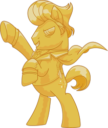 Size: 2000x2374 | Tagged: safe, artist:frownfactory, derpibooru import, gladmane, viva las pegasus, gold, idol, male, simple background, solo, stallion, statue, transparent background, vector