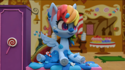 Size: 1920x1080 | Tagged: safe, derpibooru import, screencap, rainbow dash, pony, cake off, my little pony: pony life, my little pony: stop motion short, cake, food, solo, stop motion