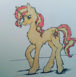 Size: 654x666 | Tagged: safe, artist:winterclaws22, derpibooru import, sunset shimmer, pony, unicorn, solo, traditional art