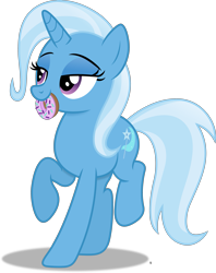 Size: 3519x4432 | Tagged: safe, artist:anime-equestria, derpibooru import, trixie, pony, unicorn, donut, eyeshadow, female, food, horn, lidded eyes, makeup, mare, mouth hold, simple background, solo, transparent background, vector
