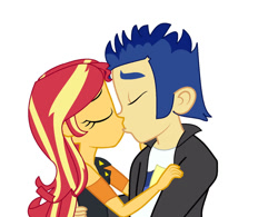 Size: 1280x999 | Tagged: safe, artist:brightstar40k, derpibooru import, flash sentry, sunset shimmer, equestria girls, female, flashimmer, kissing, male, shipping, straight