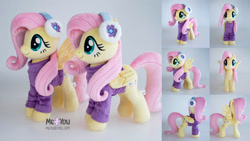 Size: 2500x1406 | Tagged: safe, artist:meplushyou, derpibooru import, fluttershy, pony, clothes, earmuffs, irl, photo, plushie, solo, sweater