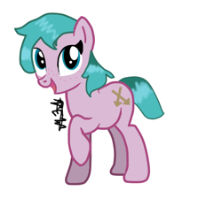 Size: 612x570 | Tagged: safe, artist:caecii, artist:djmatinext, derpibooru import, oc, earth pony, pony, base used, drawn on phone, female, female oc, learning to draw, simple background, solo, white background