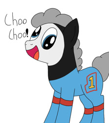 Size: 720x809 | Tagged: safe, artist:shycookieq, derpibooru import, oc, oc only, earth pony, pony, earth pony oc, male, simple background, solo, stallion, thomas the tank engine, white background