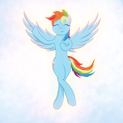 Size: 3000x3000 | Tagged: safe, artist:apple joy, derpibooru import, rainbow dash, pegasus, pony, abstract background, eyes closed, female, flying, high res, mare, smiling, solo, wings