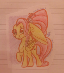 Size: 1280x1458 | Tagged: safe, artist:eithene14, derpibooru import, fluttershy, pegasus, pony, impossibly large ears, lined paper, older, older fluttershy, photo, solo, traditional art