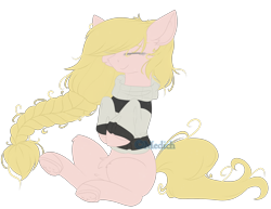 Size: 2645x2040 | Tagged: safe, artist:mediasmile666, derpibooru import, oc, oc only, earth pony, pony, braid, clothes, eyes closed, female, high res, mare, simple background, solo, sweater, transparent background