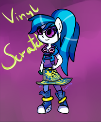 Size: 2236x2683 | Tagged: safe, artist:magiak416, derpibooru import, dj pon-3, vinyl scratch, equestria girls, alternate hairstyle, ambiguous facial structure, clothes, female, headphones, high res, pony ears, ponytail, solo