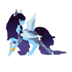 Size: 2300x2300 | Tagged: safe, artist:lavvythejackalope, derpibooru import, oc, oc only, pegasus, pony, ethereal mane, looking back, pegasus oc, simple background, solo, starry mane, transparent background, wings