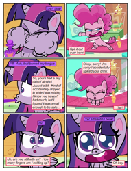 Size: 612x802 | Tagged: safe, artist:newbiespud, artist:winged cat, derpibooru import, edit, edited screencap, screencap, pinkie pie, twilight sparkle, twilight sparkle (alicorn), alicorn, earth pony, pony, collaboration, comic:friendship is dragons, my little pony: pony life, princess probz, :d, bipedal, comic, confused, dialogue, eyelashes, eyes closed, female, horn, mare, open mouth, potion, screencap comic, wings