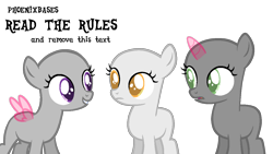 Size: 1280x720 | Tagged: safe, artist:kingbases, derpibooru import, oc, oc only, earth pony, pegasus, pony, unicorn, bald, base, earth pony oc, eyelashes, female, filly, horn, pegasus oc, simple background, transparent background, unicorn oc