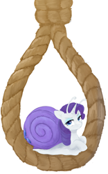 Size: 1419x2271 | Tagged: safe, artist:some_ponu, derpibooru import, rarity, original species, unicorn, noose, rarisnail, rope, simple background, snail, snail pony, species swap, white background