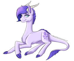 Size: 1375x1141 | Tagged: safe, artist:rascal4488, derpibooru import, oc, oc:crystal clarity, dracony, hybrid, crossed legs, female, interspecies offspring, kilalaverse, lidded eyes, lying down, offspring, parent:rarity, parent:spike, parents:sparity, prone, simple background, solo, transparent background