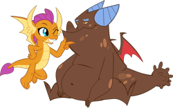 Size: 7793x4890 | Tagged: safe, artist:frownfactory, artist:thesharp0ne, derpibooru import, edit, smolder, dragon, dragon quest, she's all yak, .svg available, absurd resolution, bhm, clump, crack shipping, cute, dragoness, fat, female, flying, male, one eye closed, shipping, simple background, smolderbetes, smolump, straight, svg, teenaged dragon, transparent background, vector, wings