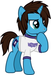 Size: 818x1186 | Tagged: safe, artist:lightningbolt, derpibooru exclusive, derpibooru import, pony, unicorn, .svg available, clothes, frown, geoff wigington, horn, jewelry, male, necklace, nose piercing, piercing, ponified, raised hoof, raised leg, shirt, simple background, solo, stallion, standing, svg, t-shirt, transparent background, vector, waterparks