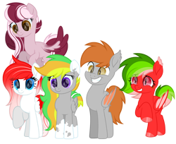 Size: 3800x3100 | Tagged: safe, artist:ponkus, derpibooru import, oc, oc:dusk mane, oc:dusty ember, oc:making amends, oc:melun heart, oc:odd inks, bat pony, pegasus, pony, female, male, mare, stallion