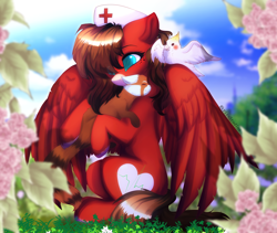 Size: 4000x3368 | Tagged: safe, artist:krissstudios, derpibooru import, oc, bird, pegasus, pony, female, hat, mare, nurse, nurse hat, solo