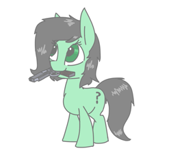 Size: 953x863 | Tagged: safe, ponerpics import, oc, oc:anon filly, earth pony, pony, aggie.io, female, filly, gun, simple background, weapon