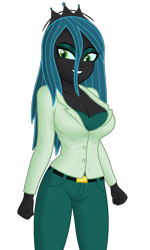 Size: 1200x2000 | Tagged: safe, edit, edited edit, editor:ah96, queen chrysalis, human, equestria girls, breasts, cleavage, clothes, equestria girls-ified, female, humanized, ms paint, queen chrysaltits, shading, simple background, solo, transparent background, white background