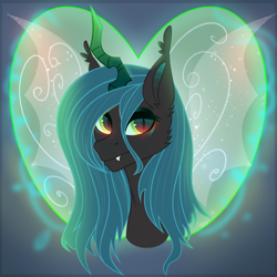 Size: 4600x4600 | Tagged: safe, artist:77jessieponygames77, derpibooru import, queen chrysalis, changeling, changeling queen, absurd resolution, bust, cheek fluff, ear tufts, fangs, female, solo, wings