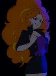 Size: 1920x2591 | Tagged: safe, artist:amazingpuffhair, derpibooru import, adagio dazzle, siren, equestria girls, breasts, cleavage, clothes, collar, doodle, jacket, leather jacket, skirt, solo