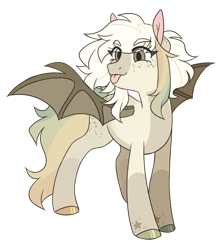 Size: 1280x1428 | Tagged: safe, artist:lynesssan, derpibooru import, oc, bat pony, pony, female, mare, simple background, solo, tongue, tongue out, transparent background