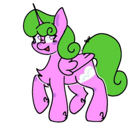 Size: 720x694 | Tagged: safe, artist:altersmay87, derpibooru import, oc, oc:rainy rainbow, alicorn, pony, cloud, fur, hairy, ibispaint x, looking at you, simple background, smiling, smiling at you, solo, transparent background, walking, white background