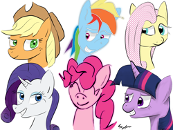 Size: 1600x1200 | Tagged: safe, artist:skyfarer, derpibooru import, applejack, fluttershy, pinkie pie, rainbow dash, rarity, twilight sparkle, pony, mane six