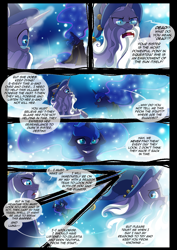 Size: 1240x1754 | Tagged: safe, artist:lunarcakez, derpibooru import, princess luna, star swirl the bearded, pony, comic:the origins of hollow shades, comic