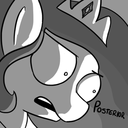 Size: 1280x1280 | Tagged: safe, artist:tjpones, princess celestia, alicorn, pony, bust, butts, cropped, female, grayscale, mare, monochrome, solo