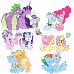 Size: 4165x4168 | Tagged: safe, artist:chub-wub, derpibooru import, apple bloom, applejack, cloudy quartz, cookie crumbles, discord, fluttershy, gentle breeze, li'l cheese, pear butter, pinkie pie, posey shy, princess twilight 2.0, rainbow dash, rarity, spike, sweetie belle, twilight sparkle, twilight sparkle (alicorn), twilight velvet, windy whistles, alicorn, draconequus, dragon, earth pony, ghost, pegasus, pony, undead, unicorn, the last problem, absurd resolution, appledash, blushing, eyes closed, eyeshadow, female, glowing horn, horn, hug, implied appledash, implied discoshy, implied lesbian, implied shipping, implied straight, kiss on the cheek, kissing, lesbian, levitation, magic, makeup, mane seven, mane six, mare, mom six, mother and child, mother and daughter, mother's day, older, older apple bloom, older applejack, older cloudy quartz, older cookie crumbles, older fluttershy, older gentle breeze, older mane seven, older mane six, older pinkie pie, older posey shy, older rainbow dash, older rarity, older spike, older sweetie belle, older twilight, older twilight velvet, older windy whistles, one eye closed, parent and child, shipping, simple background, telekinesis, wall of tags, white background, winged spike, wink