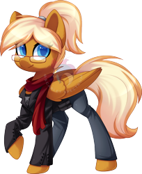 Size: 934x1144 | Tagged: safe, artist:scarlet-spectrum, derpibooru import, oc, oc only, oc:coffee cream, pegasus, pony, clothes, female, glasses, mare, scarf, simple background, solo, transparent background